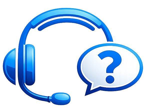 Icône bleue avec casque audio et bulle de dialogue, représentant le support et l’assistance technique LDCI INFORMATIQUE®.